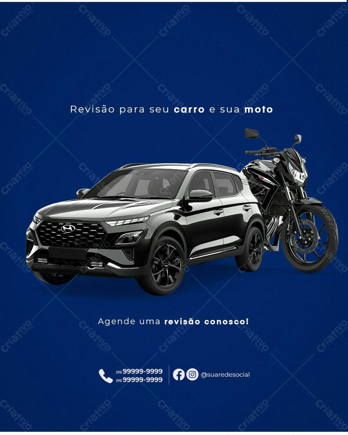 Flyer para Revisão de Carro e Moto PSD Editável