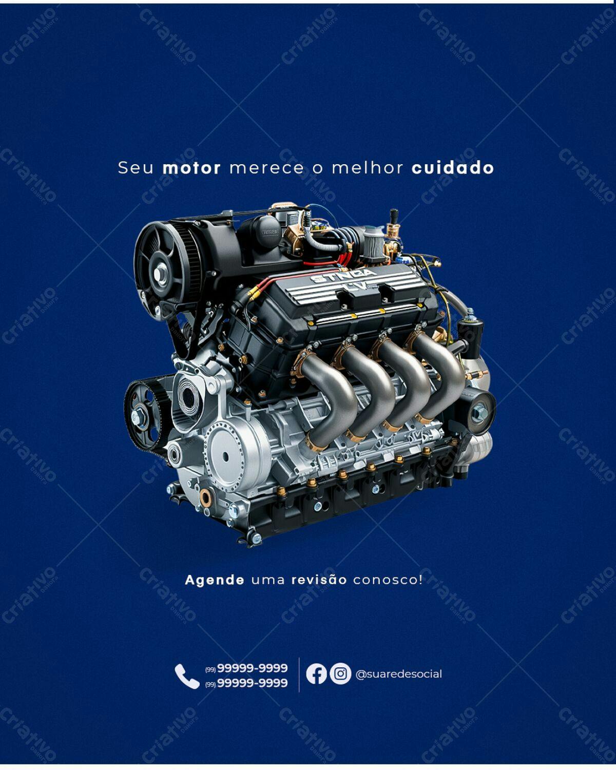 Flyer para Revisão de Motor PSD Editável