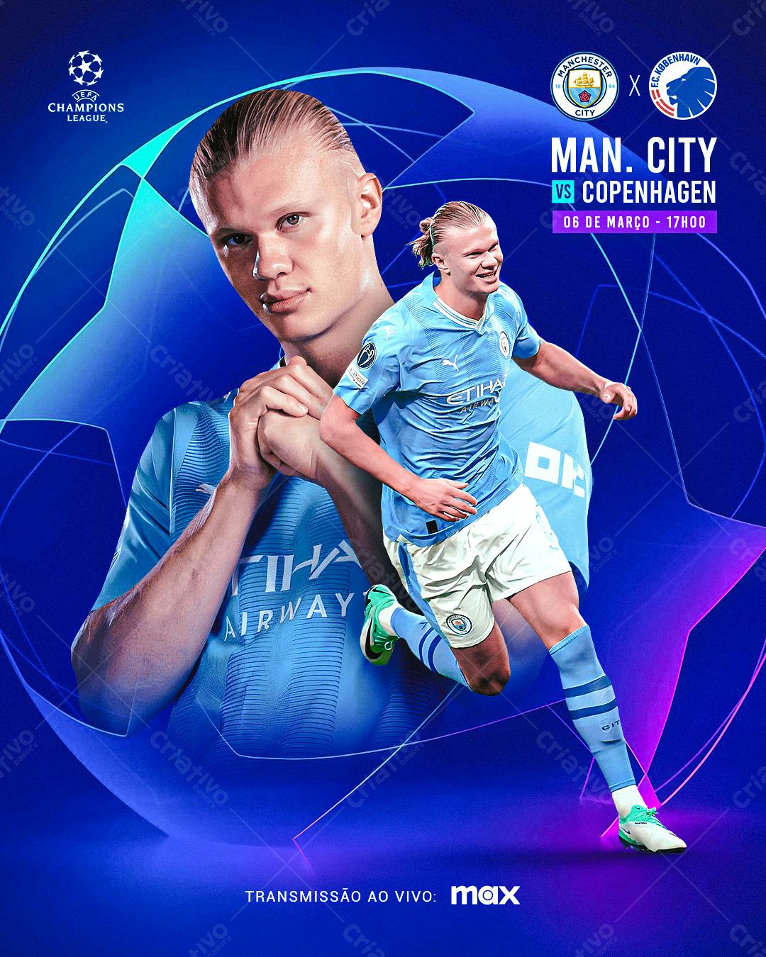 Flyer Manchester City x Copenhague PSD Editável