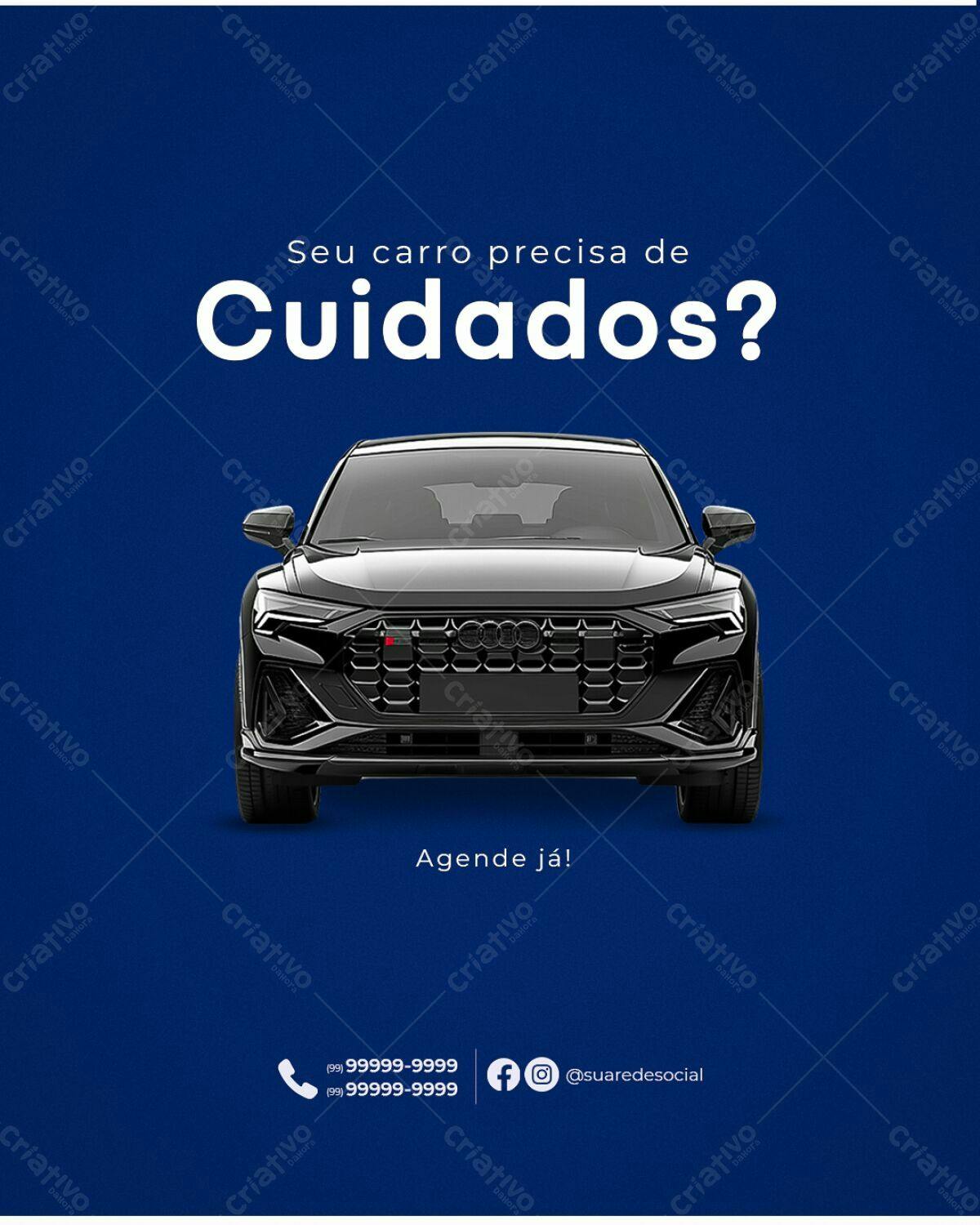 Post para Redes Sociais - Serviço de Cuidados Automotivos PSD Editável