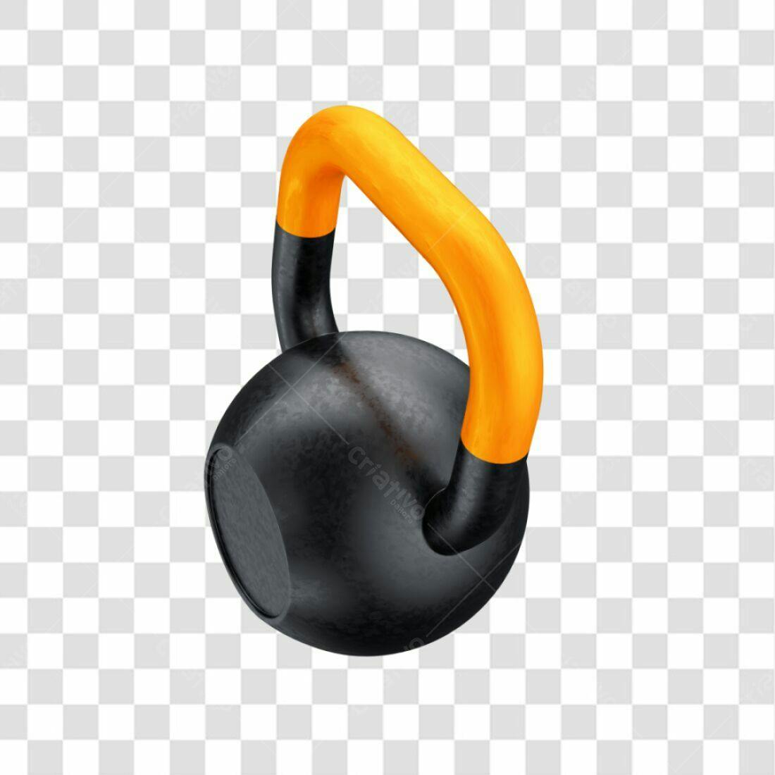Icone Kettlebell Preto e Laranja PNG com fundo transparente
