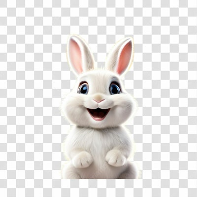 Icone Páscoa Coelho Branco PNG com fundo transparente