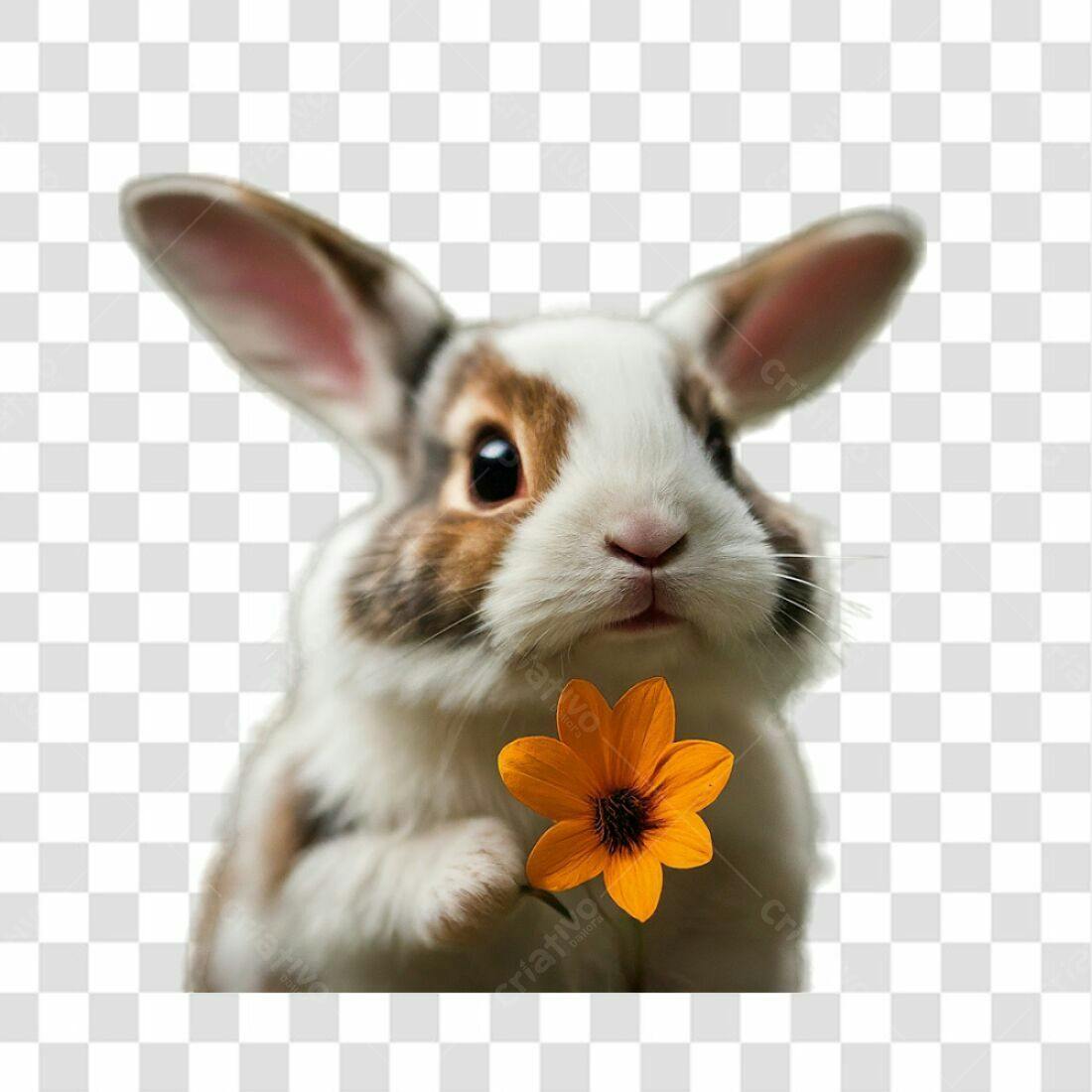 Icone Coelhinho com Flor PNG com fundo transparente