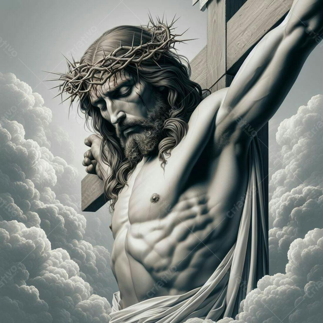 Jesus Cristo na Cruz Céu Nublado
