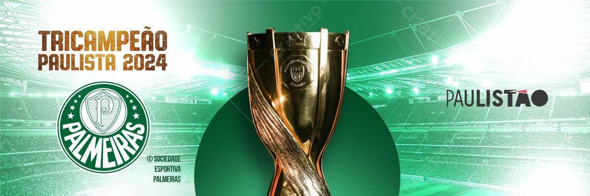 Banner Tricampeão Paulista 2024 Palmeiras PSD Editável