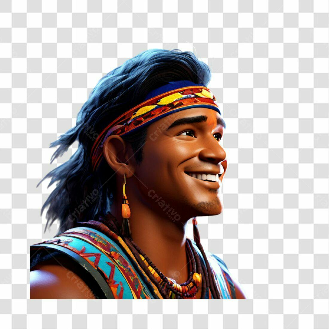 Icone Indígena Sorrindo PNG com fundo transparente