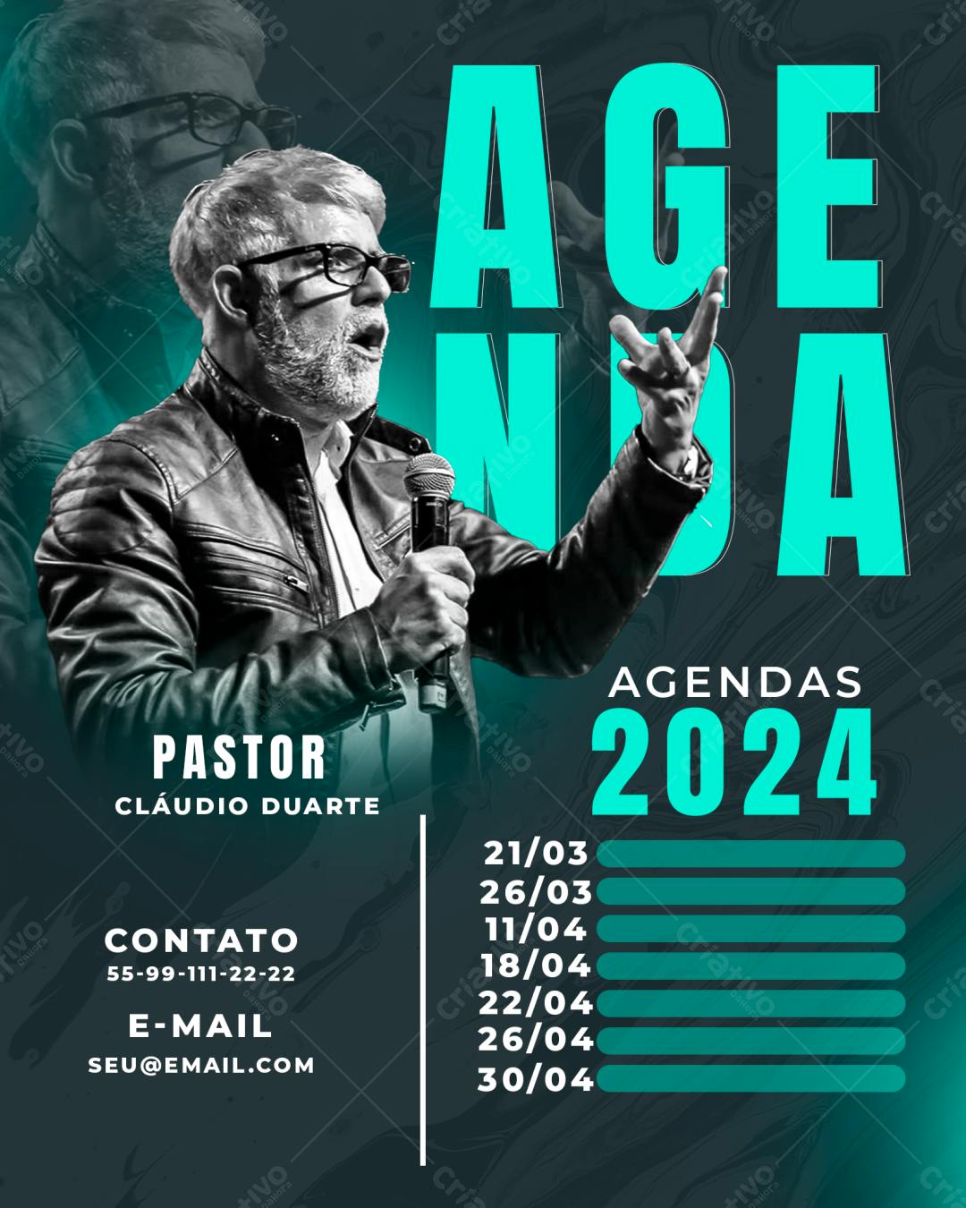 Flyer Agenda 2024 para Igreja PSD Editável