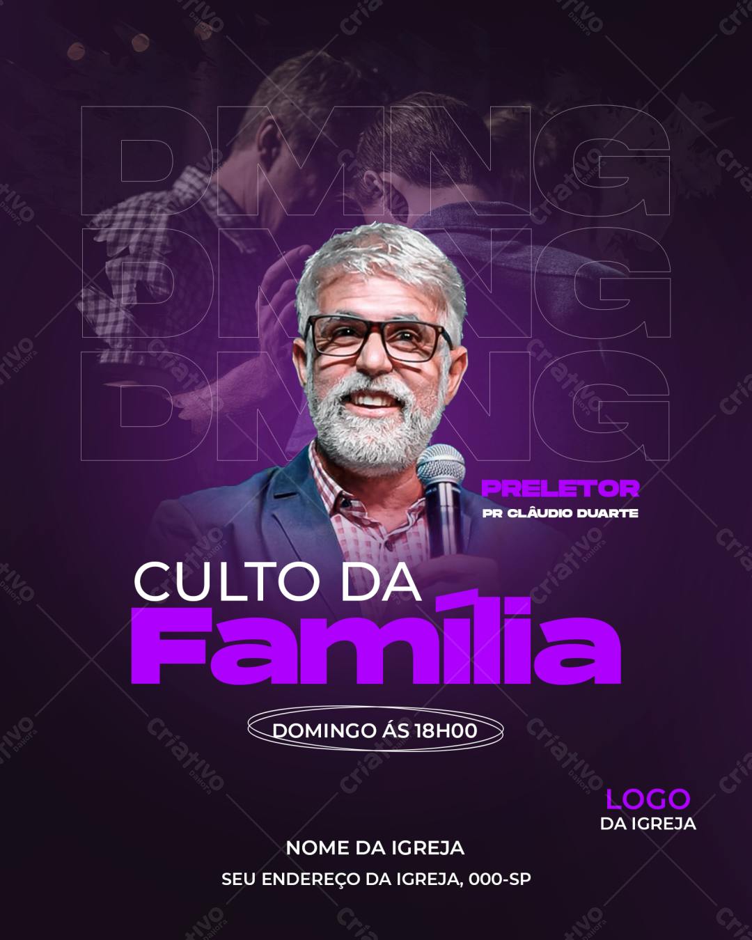 Flyer para Culto da Família PSD Editável