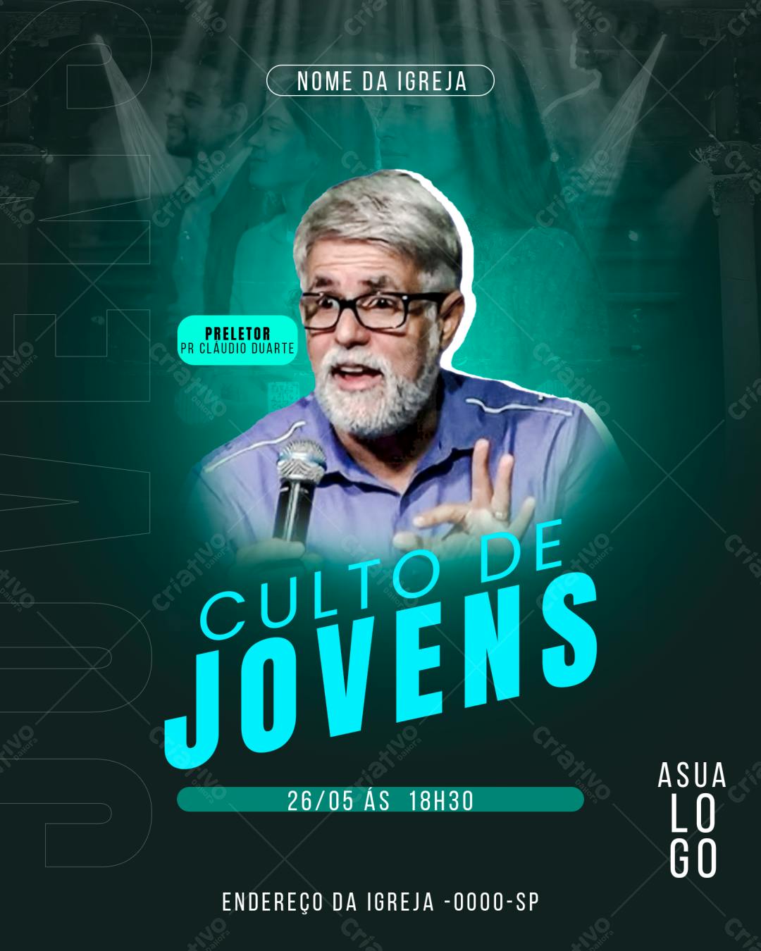 Flyer para Culto de Jovens PSD Editável