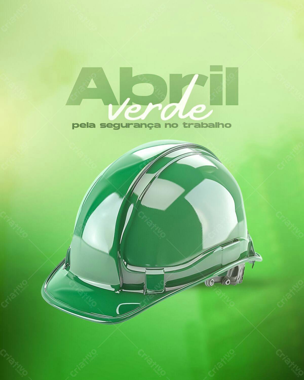 Poster Abril Verde Segurança no Trabalho PSD Editável