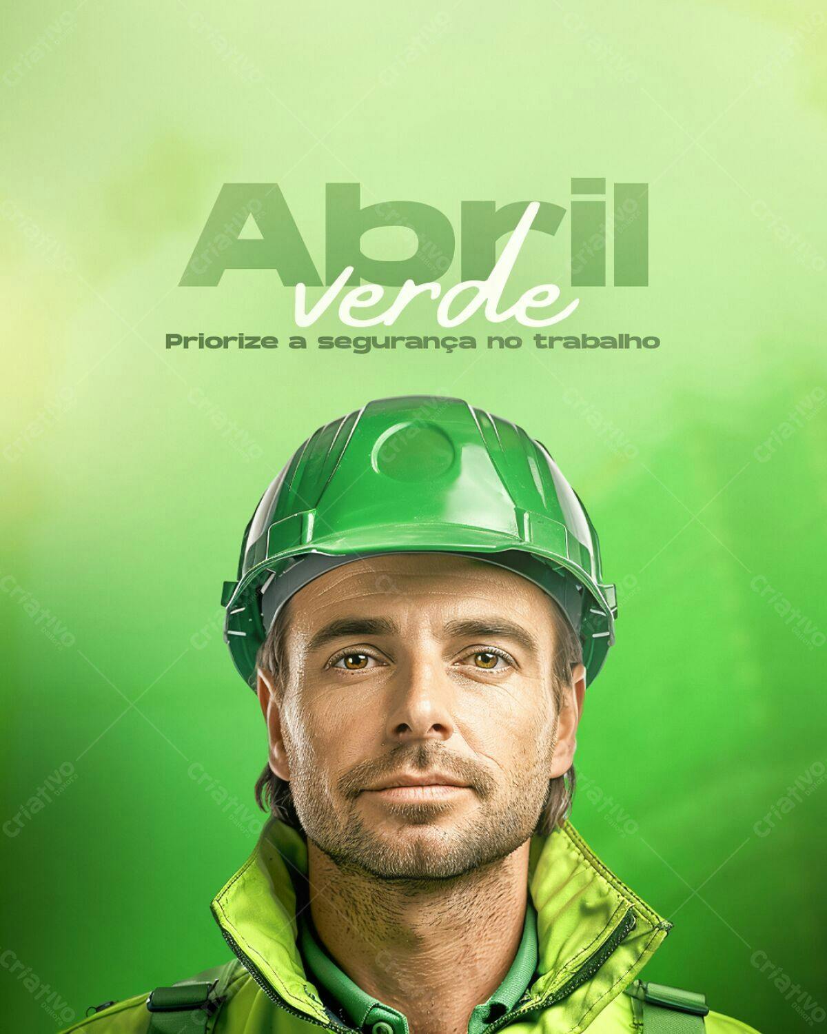 Poster Abril Verde Segurança no Trabalho PSD Editável