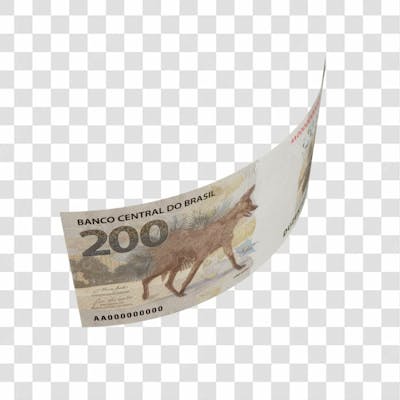 Asset 3D   Dinheito Nota Cédula 200 Reais Real Brasileiro Finança Com Fundo Transparente (3)