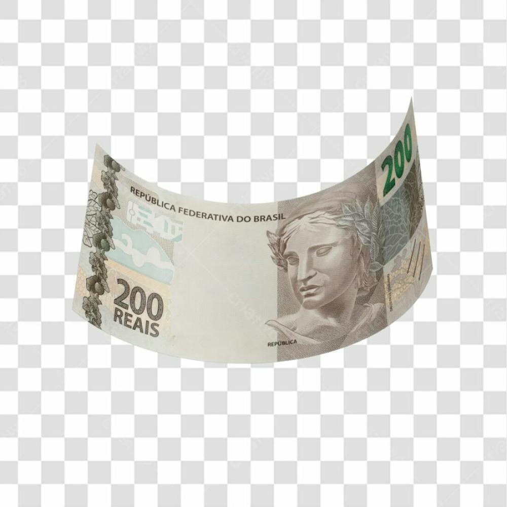 Asset 3D   Dinheito Nota Cédula 200 Reais Real Brasileiro Finança Com Fundo Transparente (6)