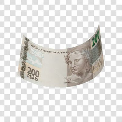 Asset 3D   Dinheito Nota Cédula 200 Reais Real Brasileiro Finança Com Fundo Transparente (6)