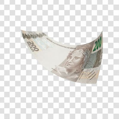 Asset 3D   Dinheito Nota Cédula 200 Reais Real Brasileiro Finança Com Fundo Transparente (7)