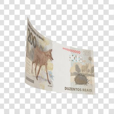Asset 3D   Dinheito Nota Cédula 200 Reais Real Brasileiro Finança Com Fundo Transparente (9)