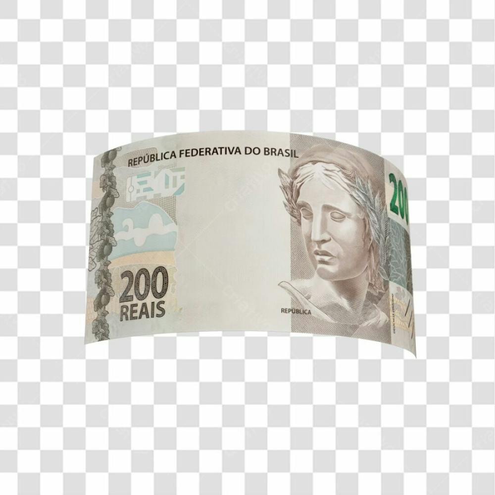 Asset 3D   Dinheito Nota Cédula 200 Reais Real Brasileiro Finança Com Fundo Transparente (11)