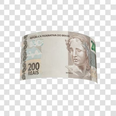 Asset 3D   Dinheito Nota Cédula 200 Reais Real Brasileiro Finança Com Fundo Transparente (11)
