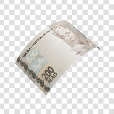 Asset 3D   Dinheito Nota Cédula 200 Reais Real Brasileiro Finança Com Fundo Transparente (12)