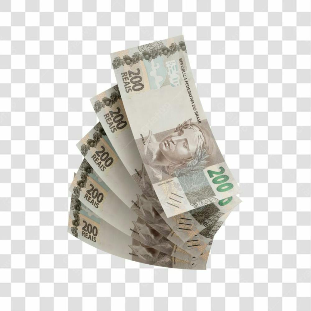 Asset 3D   Dinheito Nota Cédula 200 Reais Real Brasileiro Finança Com Fundo Transparente (14)