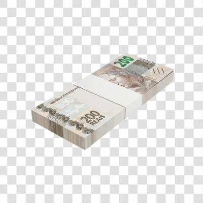 Asset 3D   Dinheito Nota Cédula 200 Reais Real Brasileiro Finança Com Fundo Transparente (16)