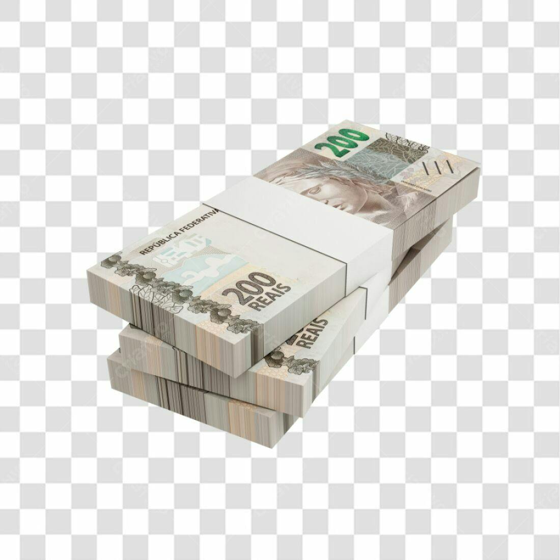 Icone Pilhas de Dinheiro 200 Reais PNG com fundo transparente
