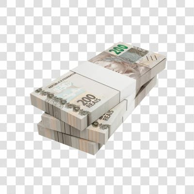Asset 3D   Dinheito Nota Cédula 200 Reais Real Brasileiro Finança Com Fundo Transparente (17)