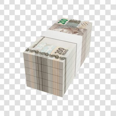 Asset 3D   Dinheito Nota Cédula 200 Reais Real Brasileiro Finança Com Fundo Transparente (18)
