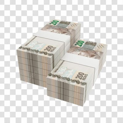 Asset 3D   Dinheito Nota Cédula 200 Reais Real Brasileiro Finança Com Fundo Transparente (19)