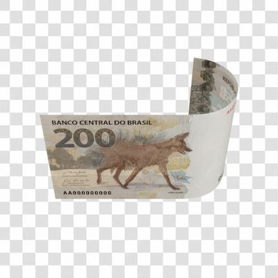 Asset 3D   Dinheito Nota Cédula 200 Reais Real Brasileiro Finança Com Fundo Transparente (20)