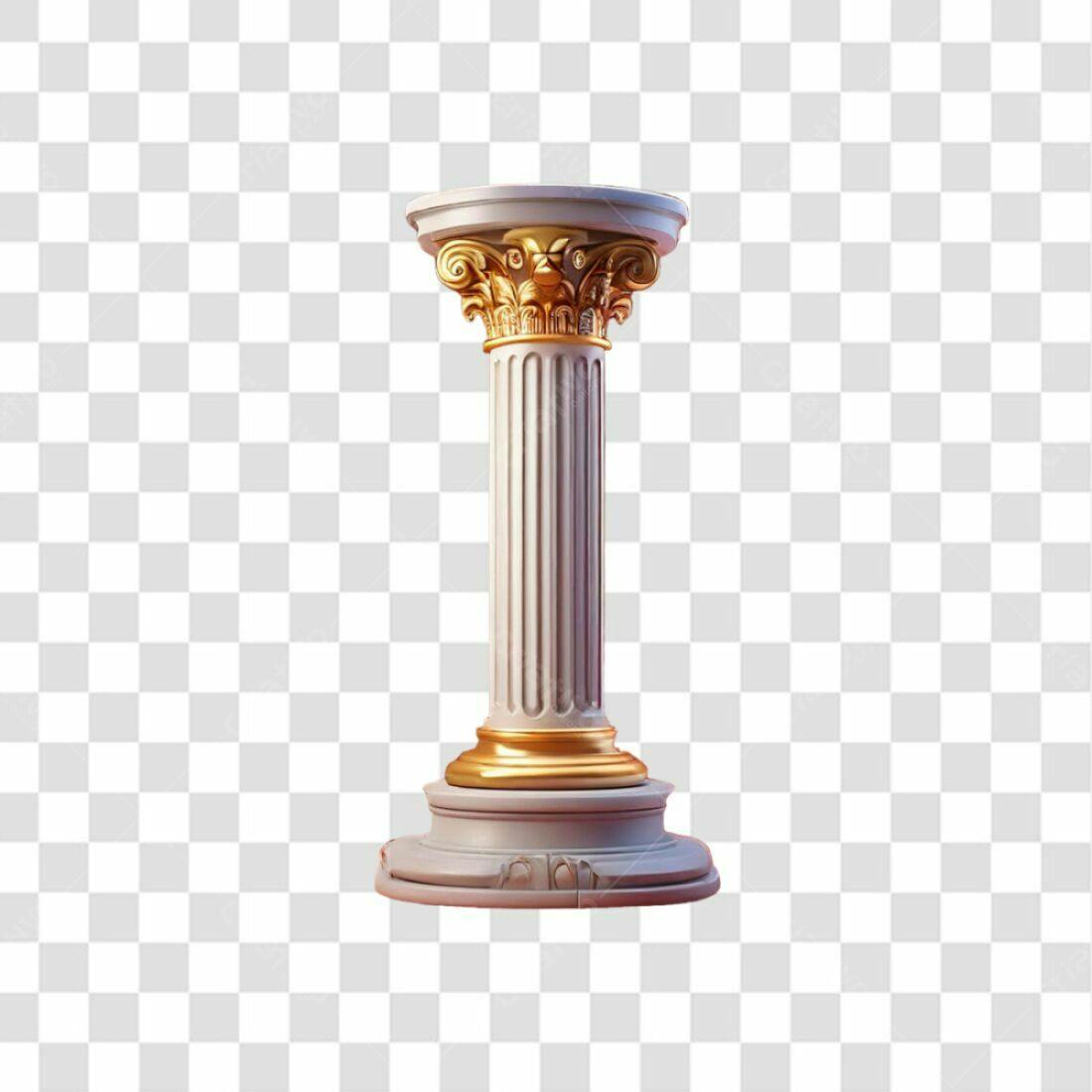 Icone Coluna Grega Ouro e Branco PNG com fundo transparente