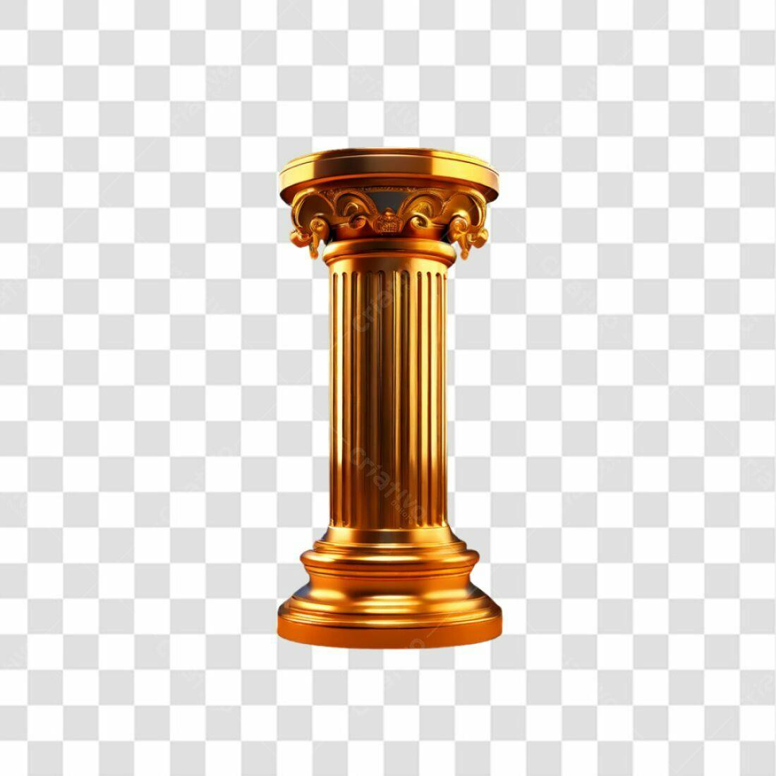 Coluna Romana Dourada PNG com fundo transparente