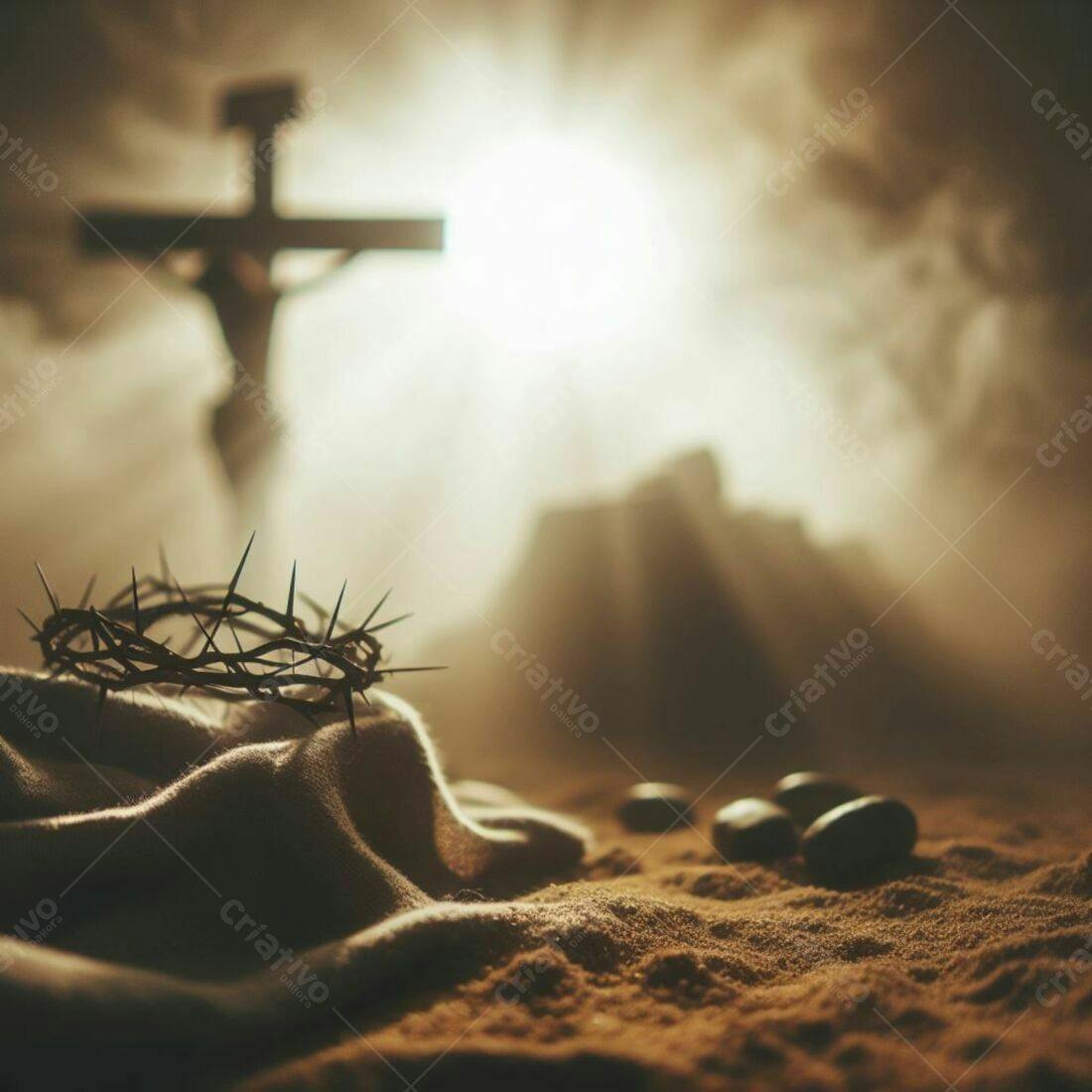Coroa de Espinhos e Cruz na Paixão de Cristo