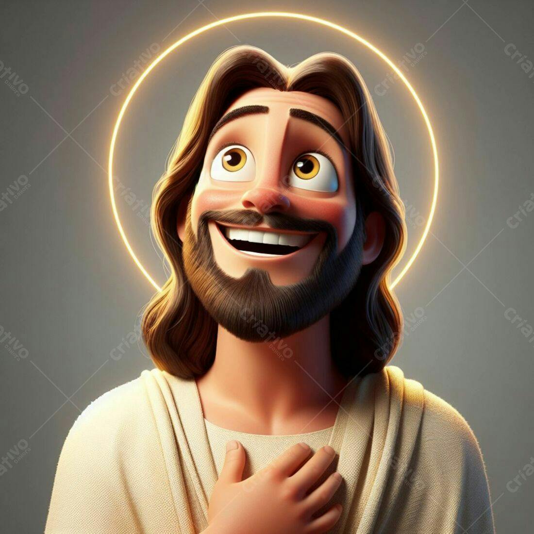 Jesus Cristo desenho animado alegre