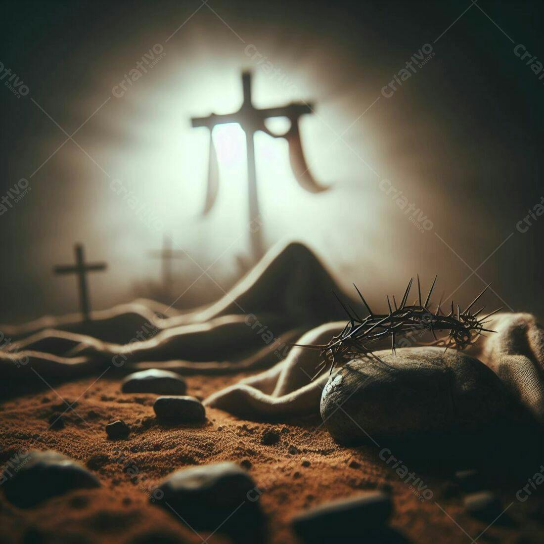 Coroa de Espinhos em Cenário de Sepulcro