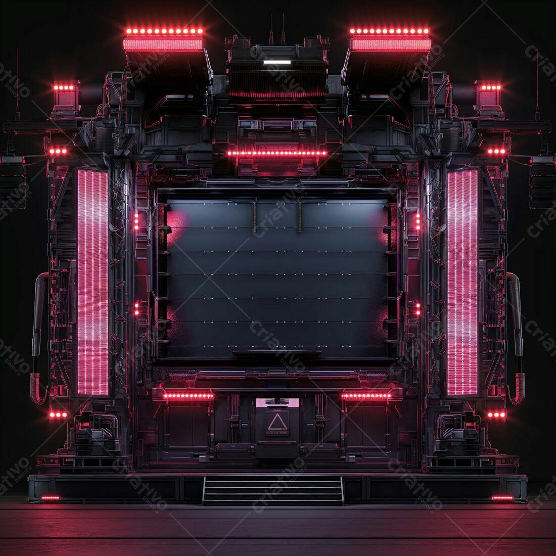 Painel futurista com iluminação rosa