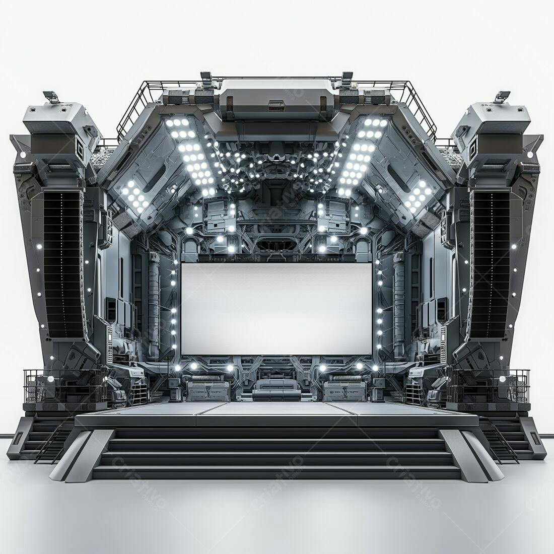 Palco futurista com tela em branco