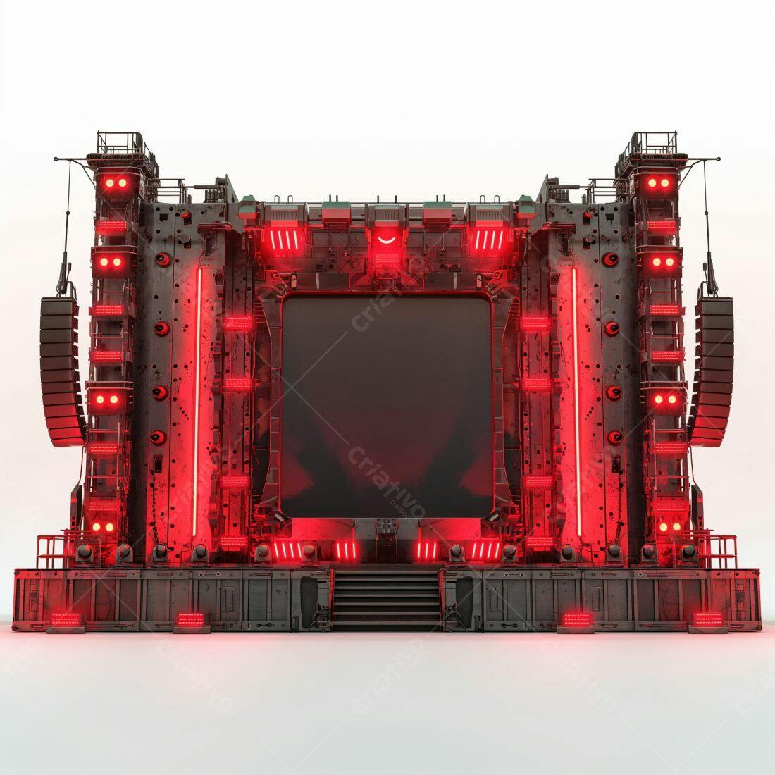 Palco futurista com iluminação vermelha