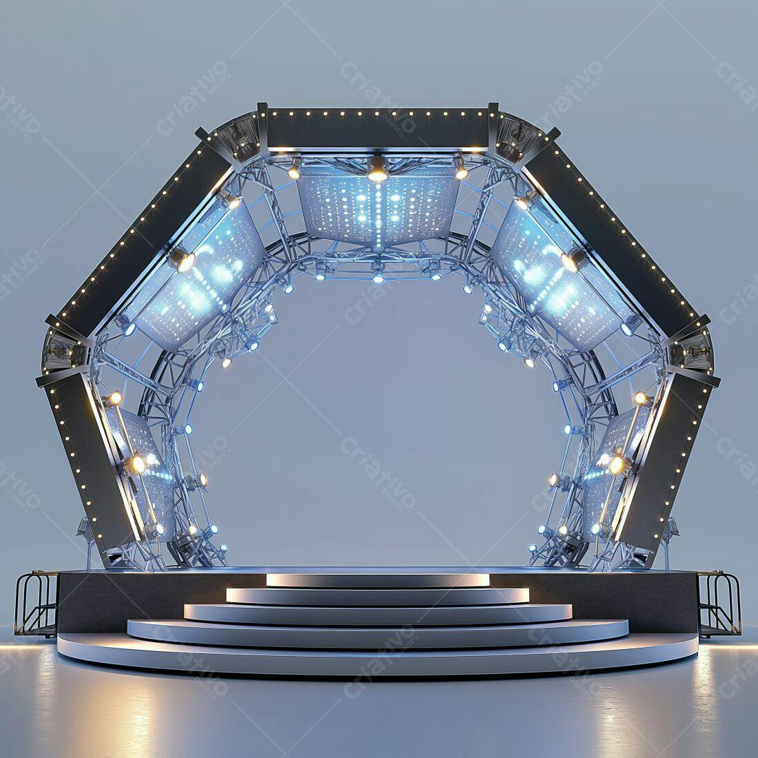 Palco de Show com Iluminação Azul