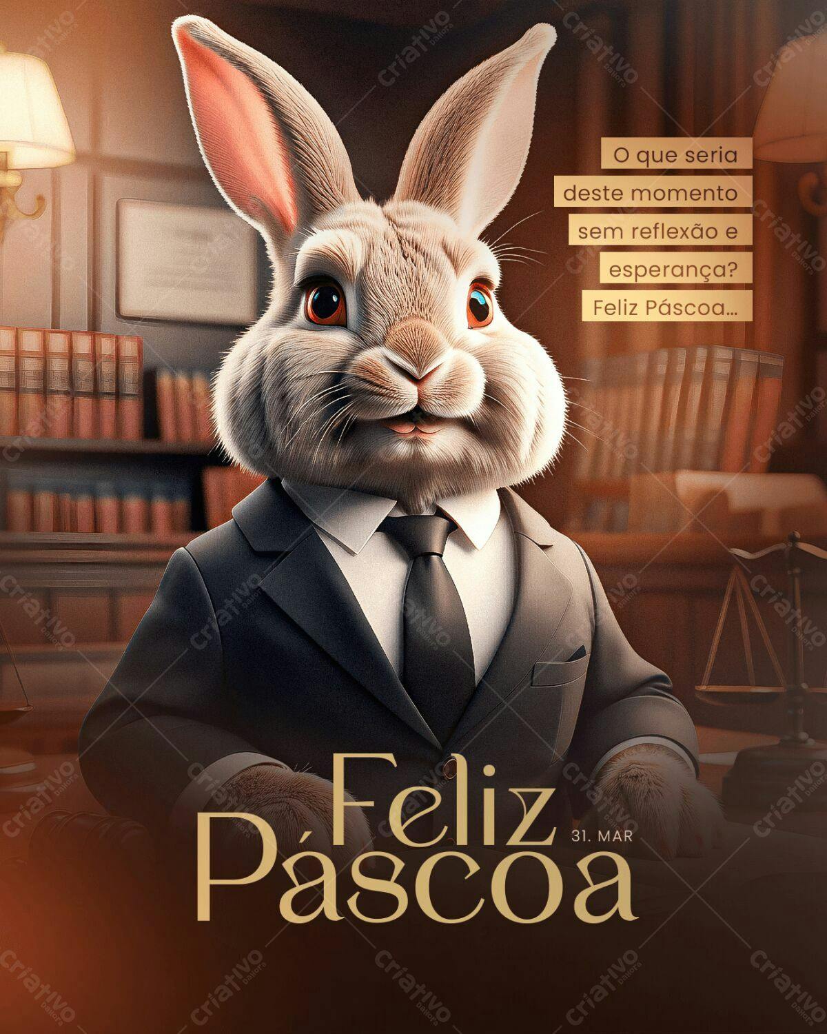 Imagem Páscoa Coelho Advogado PSD Editável