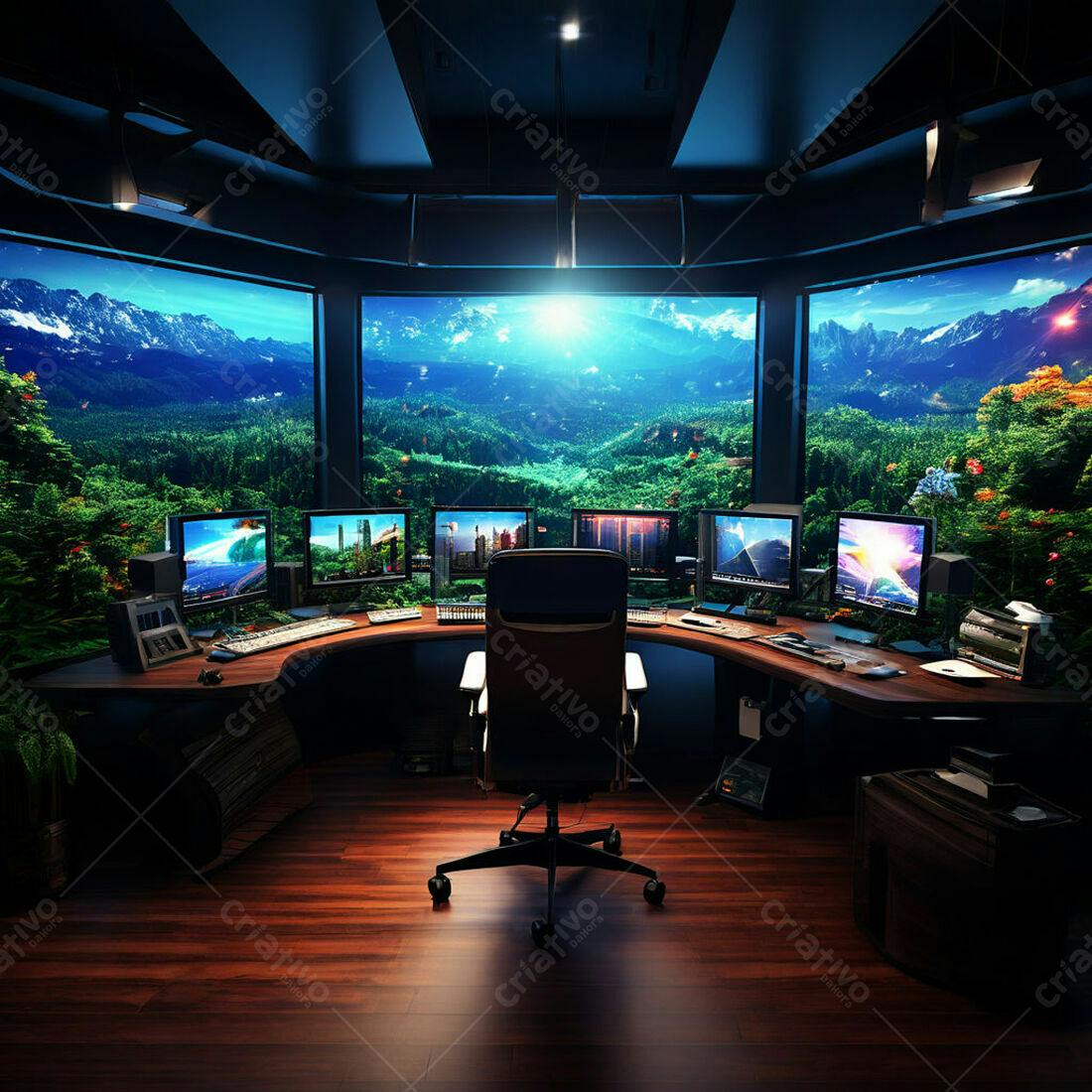 Escritório moderno com vista panorâmica