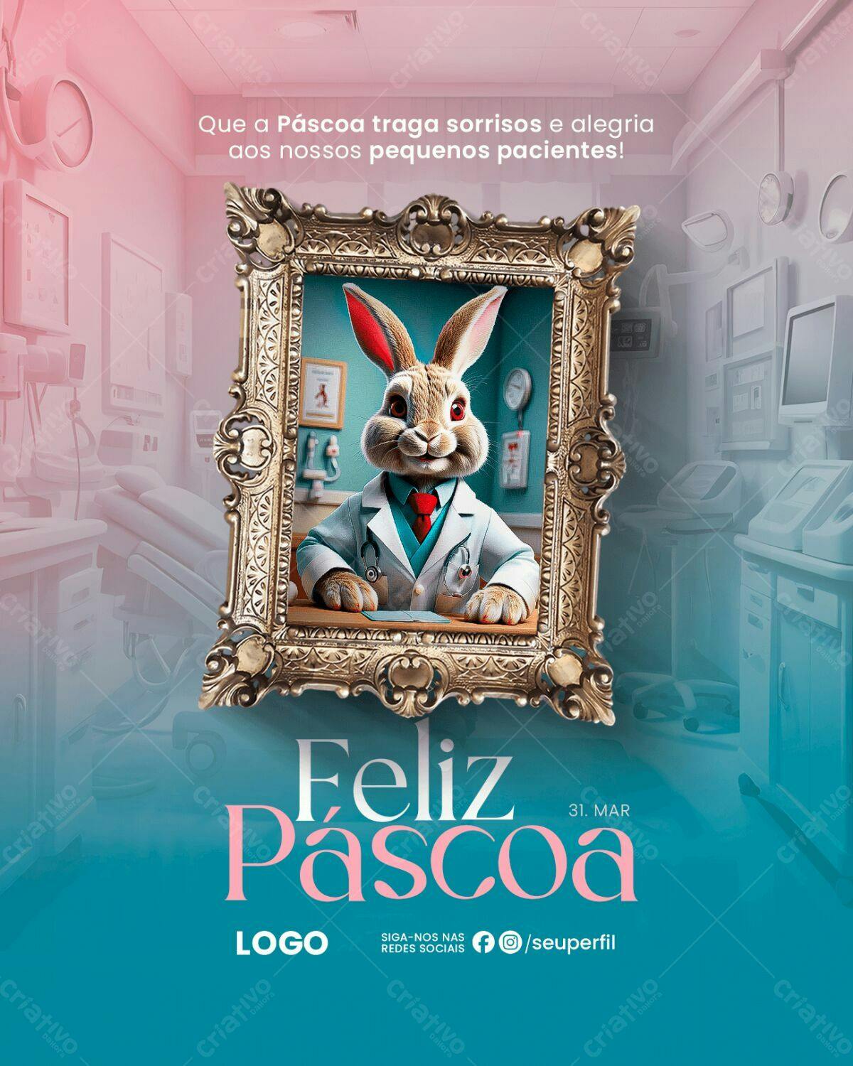 Flyer Páscoa para Hospitais PSD Editável