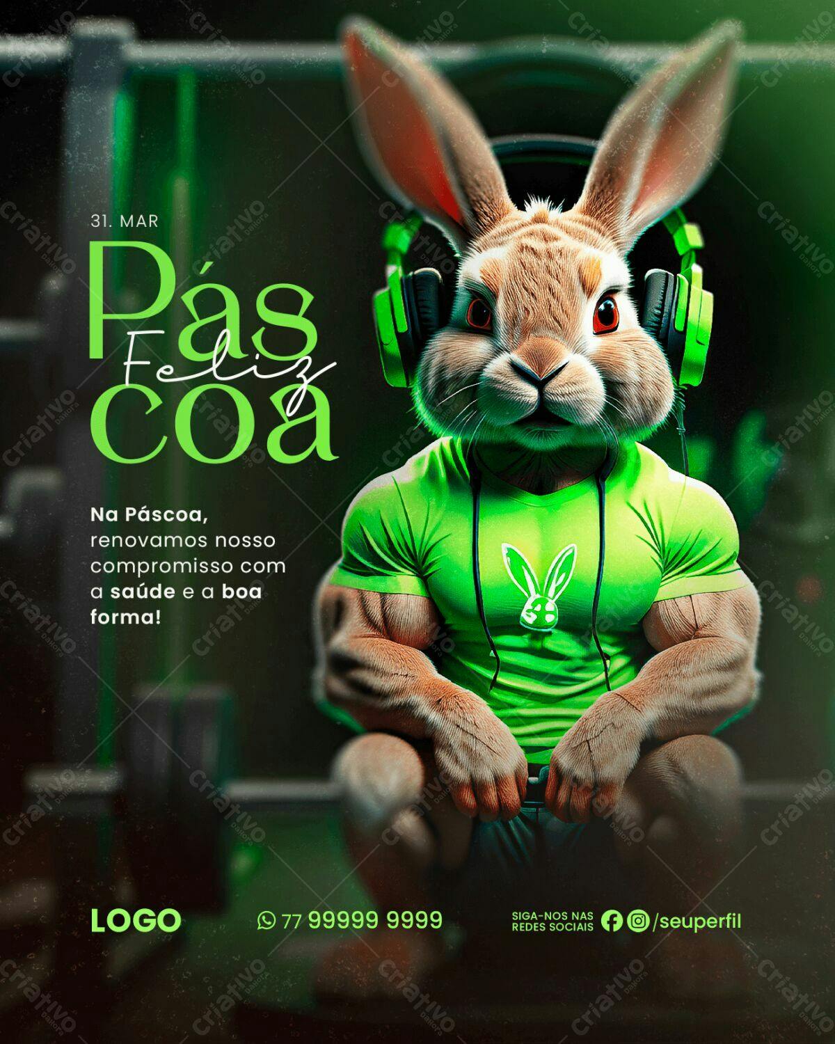 Flyer Páscoa Fitness PSD Editável