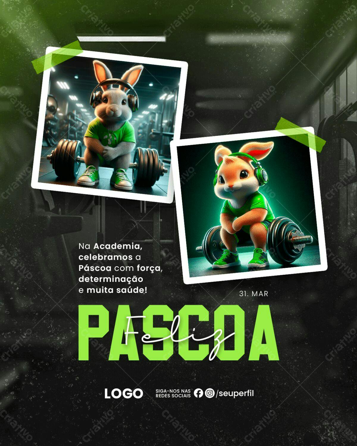 Flyer Páscoa Academia PSD Editável