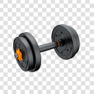 Asset 3d halteres redondo preto com laranja peso para treino academia fitness com fundo transparente