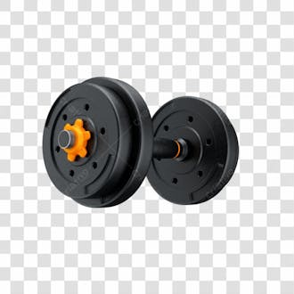 Asset 3d halteres redondo preto com laranja peso para treino academia fitness com fundo transparente