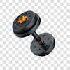 Asset 3d halteres redondo preto com laranja peso para treino academia fitness com fundo transparente