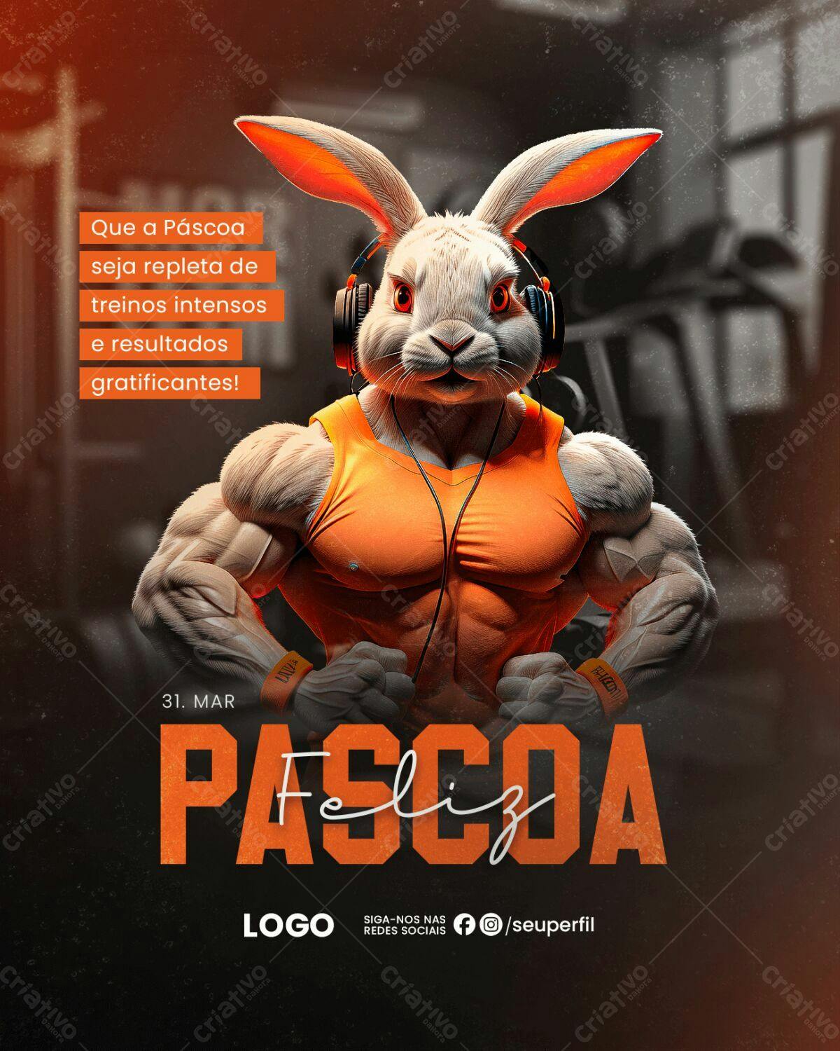 Flyer Páscoa Academia PSD Editável