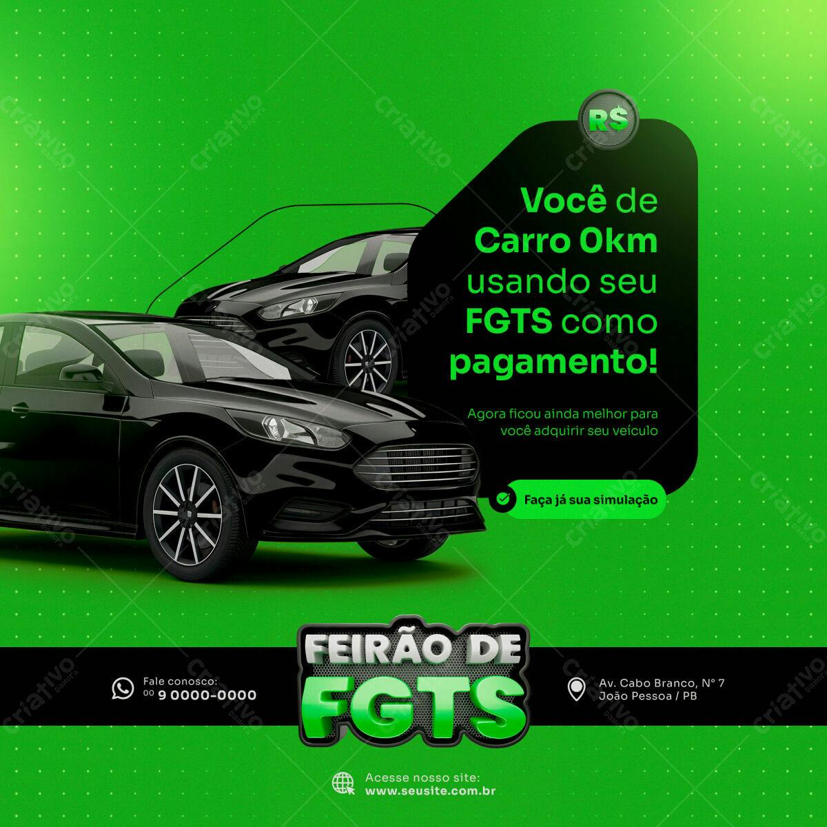 Flyer Feirão de FGTS Carro 0km PSD Editável