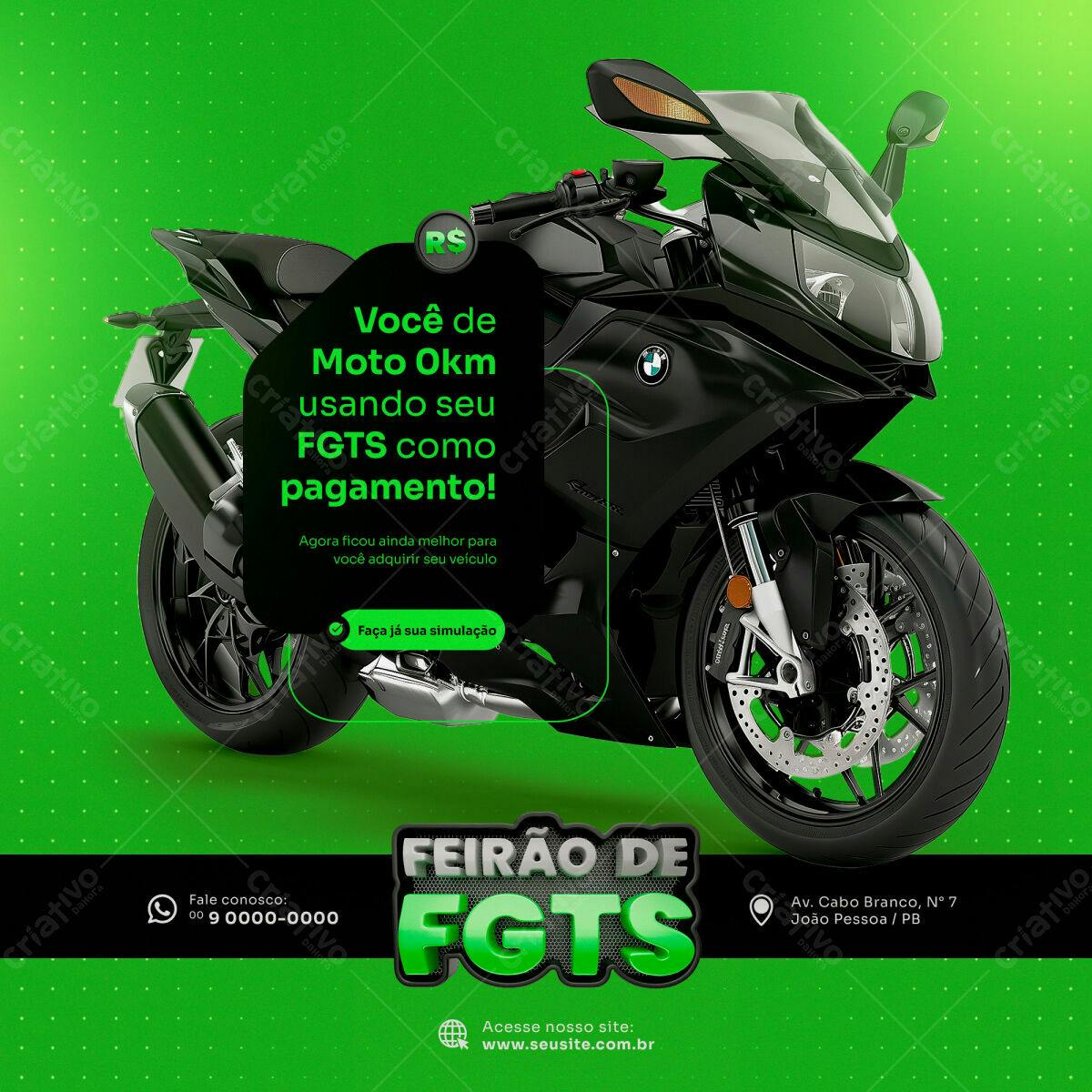 Flyer Feirão de FGTS para Moto 0km PSD